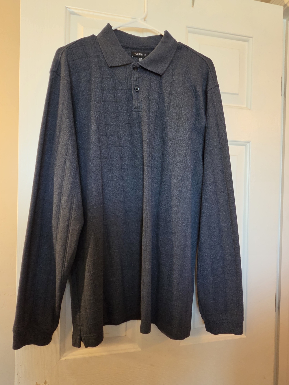 Van Heusen Long-Sleeve Polo Shirt - Charcoal Blue